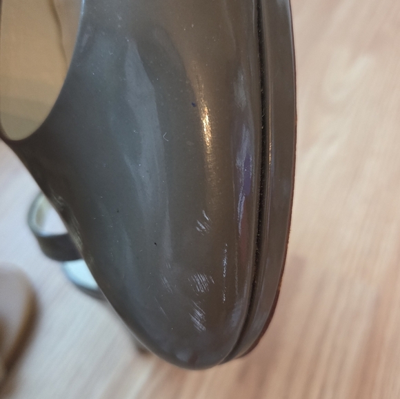 Jil Sander Patent Leather Slingback High Heels Pumps Olive Green Shoes EU 40.5 - Picture 10 of 14